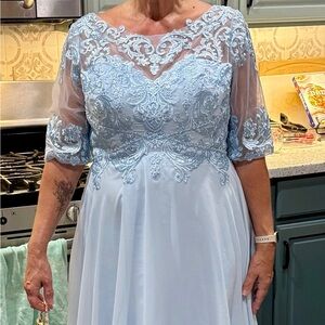 Source Unknown Light Blue High Low Dress for mother of the bride or groom.